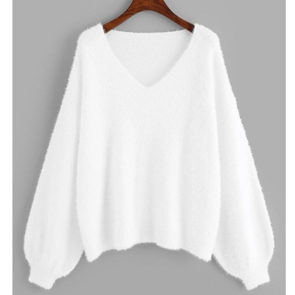 The Chic Petunia Sweaters - 🎀 LAST ONE PLUS white fuzzy sweater READY TO SHIP